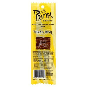 Primal Spirit Foods Meatless Jerky Strips Vegan Soy Texas Bbq 24/1 OZ [UNFI-CARLISLE #330639] [ebt]