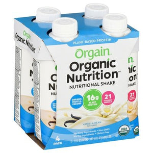 Orgain Nutritional Shake Vanilla Bean Flavored 4 Pack 3/4/11 OZ [UNFI #2062024] [ebt]