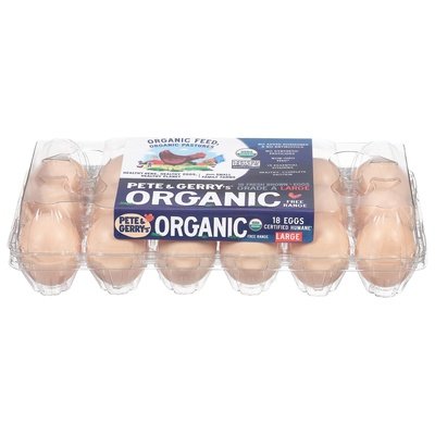 Pete & Gerrys Eggs Organic Brown Free Range Large 10/18 CT [UNFI #2597292] [ebt]