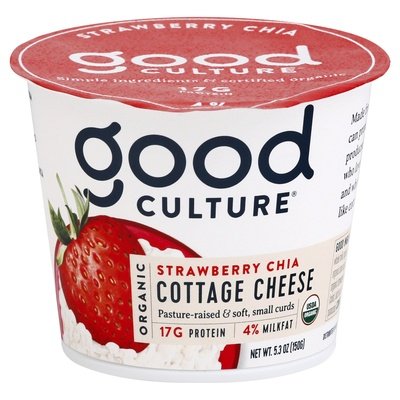 Good Culture Cottage Cheese Organic Strawberry Chia 12/5 OZ [UNFI #2889459] [ebt]