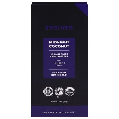 Evolved Chocolate Bar Organic Filled Midnight Coconut 8/2.5 OZ [UNFI-CARLISLE #2028462] [ebt]