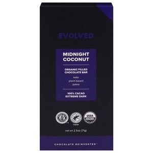 Evolved Chocolate Bar Organic Filled Midnight Coconut 8/2.5 OZ [UNFI-CARLISLE #2028462] [ebt]