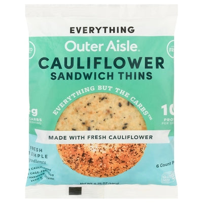 Outer Aisle Sandwich Thins Cauliflower Everything 12/6.13 OZ [UNFI #03145281] [ebt]