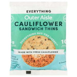 Outer Aisle Sandwich Thins Cauliflower Everything 12/6.13 OZ [UNFI #03145281] [ebt]