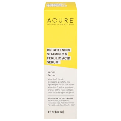 Acure Serum Brightening Vitamin C & Ferulic Acid 1/1 OZ [UNFI-CARLISLE #2532893]