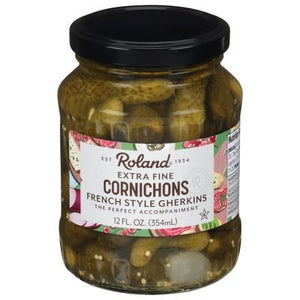 Roland Pickles Cornichons French Style Gherkins Extra Fine 12/12 OZ [UNFI #0461699] [ebt]
