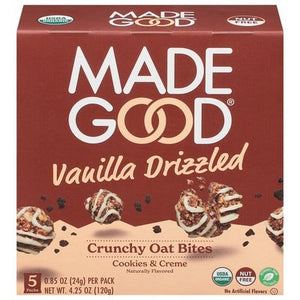 Made Good Oat Bites Crunchy Vanilla Drizzled Cookies & Creme 6/4.25 OZ [UNFI #2950970] [ebt]
