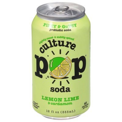 Culture Pop Soda Probiotic Soda Lemon Lime & Cardamom 12/12 OZ [UNFI #2930675] [ebt]