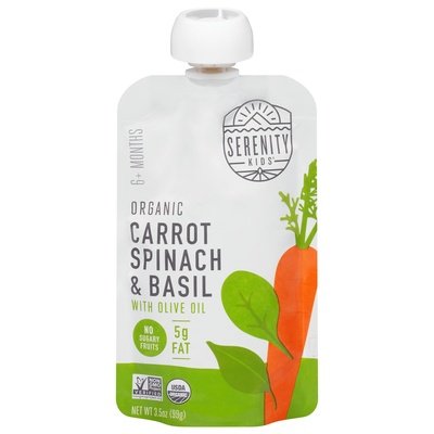 Serenity Kids Carrot Spinach & Basil Organic 6+ Months 6/3.5 OZ [UNFI-CARLISLE #2720993] [ebt]