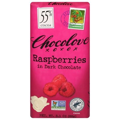 Chocolove Dark Chocolate Raspberries 55% Cocoa 12/3.1 OZ [UNFI-CARLISLE #1182781] [ebt]