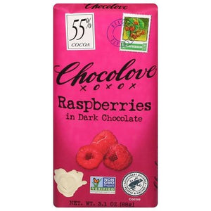 Chocolove Dark Chocolate Raspberries 55% Cocoa 12/3.1 OZ [UNFI-CARLISLE #1182781] [ebt]