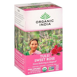 Organic India Tea Tulsi Sweet Rose Caffeine Free Infusion Bags 6/18 BAG [UNFI #126144] [ebt]
