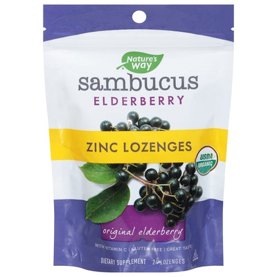 Natures Way Zinc Lozenges Original Elderberry 1/24 CT [UNFI-CARLISLE #1554955]