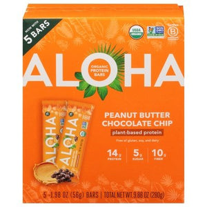 Aloha Protein Bars Peanut Butter Chocolate Chip 6/5 PK [UNFI #2958064] [ebt]