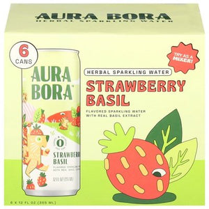 Aura Bora Herbal Sparkling Water Basil Berry 4/6/12 OZ [UNFI #2781672] [ebt]