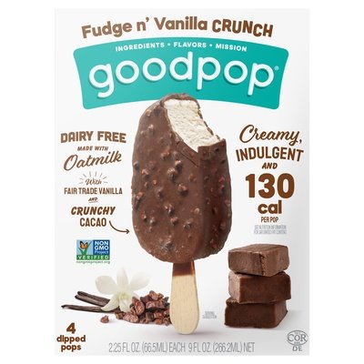 Goodpop Dipped Pops Fudge N Vanilla Crunch 8/4/2.25 OZ [UNFI #2940484] [ebt]