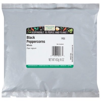 Frontier Nat Prod Co-Op Black Peppercorns Whole Piper Nigrum 1LB [UNFI-CARLISLE #311340] [ebt]