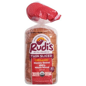Rudis Rocky Mountain Bakery Bread 100% Whole Wheat Organic Honey Sweet Thin Sliced 8/18 OZ [UNFI #2686640] [ebt]