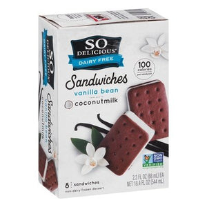 So Delicious Frozen Dessert Non-Dairy Coconutmilk Vanilla Bean Sandwiches 6/8/2.3 OZ [UNFI #2561769] [ebt]