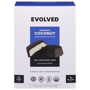 Evolved Dark Chocolate Cups Organic Coconut 6/4.93 OZ [UNFI #2578409] [ebt]