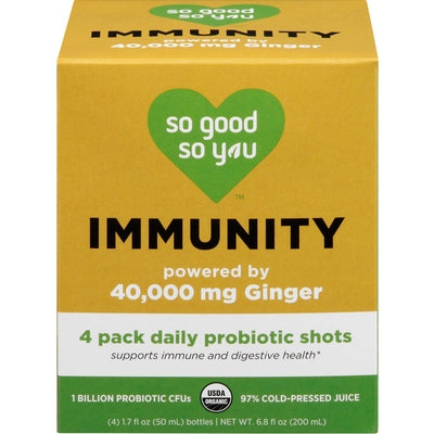 So Good So You Probiotic Juice Shots Ginger Cayenne Immunity 4 Pack 4/4/1.7 OZ [UNFI #02963452] [ebt]