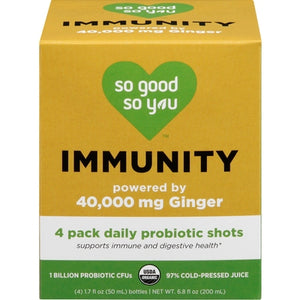 So Good So You Probiotic Juice Shots Ginger Cayenne Immunity 4 Pack 4/4/1.7 OZ [UNFI #02963452] [ebt]