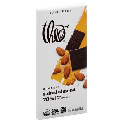 Theo Chocolate Dark Chocolate Organic Salted Almond 70% 12/3 OZ [UNFI #1010529] [ebt]