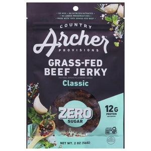 Country Archer Beef Jerky Zero Sugar Grass-Fed Classic 12/2 OZ [UNFI #2554145] [ebt]