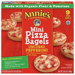 Annies Homegrown Pizza Bagels Uncured Pepperoni Mini 12/6.65 OZ [UNFI #1630896] [ebt]