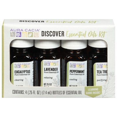 Aura Cacia Essential Oils Kit Discover 1/4/.25 OZ [UNFI-CARLISLE #1830975]
