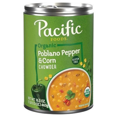 Pacific Foods Chowder Organic Poblano Pepper & Corn 12/16.3 Z [UNFI #2854420] [ebt]