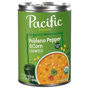 Pacific Foods Chowder Organic Poblano Pepper & Corn 12/16.3 Z [UNFI #2854420] [ebt]