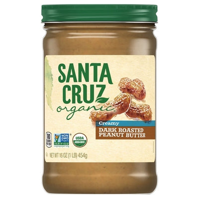 Santa Cruz Organic Peanut Butter Dark Roasted Creamy 12/16 OZ [UNFI #3091311] [ebt]