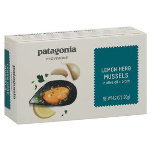 Patagonia Provisions Mussels In Olive Oil + Broth Lemon Herb 10/4.2 OZ [UNFI-CARLISLE #2474674] [ebt]