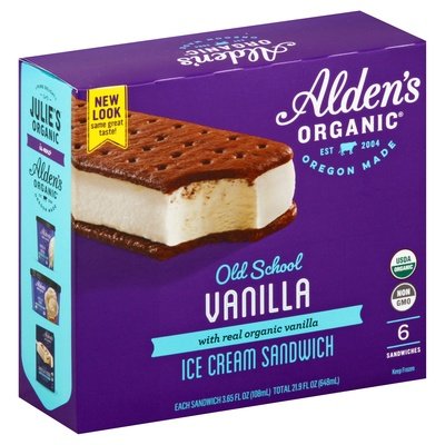 Aldens Organic Ice Cream Sandwich Vanilla Old School 12/6/3.65FZ [UNFI #2399038] [ebt]