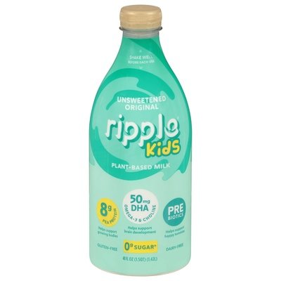 Ripple Milk Plant-Based Unsweetened Original Kids 6/48 OZ [UNFI #2964211] [ebt]