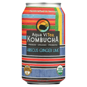 Aqua Vitea Kombucha Hibiscus Ginger Lime 12/12 OZ [UNFI #02866564] [ebt]