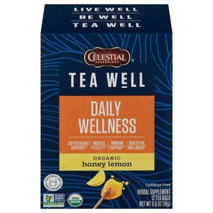 Teawell Herbal Supplement Caffeine Free Organic Honey Lemon Daily Wellness Tea Bags 6/12 BAGS [UNFI #2643351] [ebt]