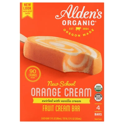 Aldens Organic Fruit Cream Bar New School Orange Cream 12/4/3 OZ [UNFI #2204725] [ebt]