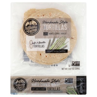 La Tortilla Factory Tortillas White Corn & Wheat Handmade Style 12/11.57 OZ [UNFI #660993] [ebt]