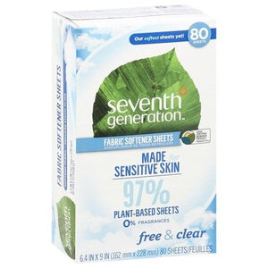 Seventh Generation Fabric Softener Sheets Free & Clear 4/80 CT [UNFI #2747178]