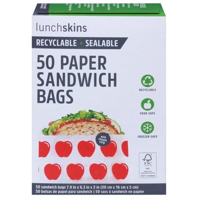 Lunchskins Paper Sandwich Bags Apple 12/50 CT [UNFI #2108967]