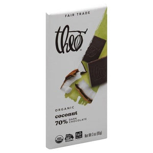 Theo Chocolate Dark Chocolate Organic Coconut 70% 12/3 OZ [UNFI #0107599] [ebt]