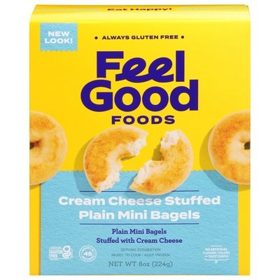 Feel Good Foods Bagels Cream Cheese Stuffed Plain Mini 9/8 OZ [UNFI #3003332] [ebt]