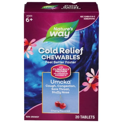 Natures Way Cold Relief Non-Drowsy Chewables Tablets Cherry Flavored 1/20 CT [UNFI-CARLISLE #300376]