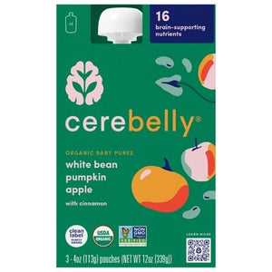 Cerebelly Baby Puree Organic White Bean Pumpkin Apple 6/3/4 OZ [UNFI #2802122] [ebt]