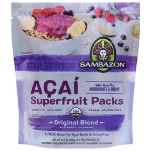 Sambazon Superfruit Packs Acai Original Blend 4 Pack 10/4/100GRM [UNFI #2333326] [ebt]