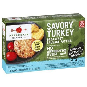 Applegate Farms Breakfast Sausage Patties Savory Turkey 12/7 OZ [UNFI #1530328] [ebt]