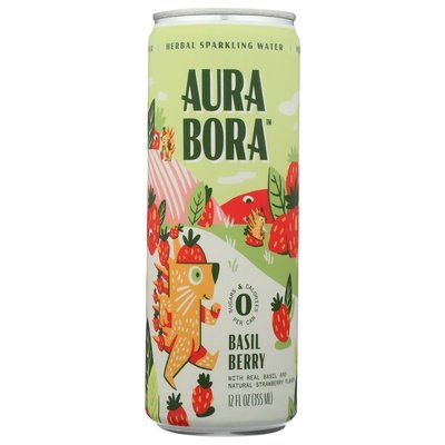 Aura Bora Herbal Sparkling Water Basil Berry 12/12 OZ [UNFI #2610830] [ebt]