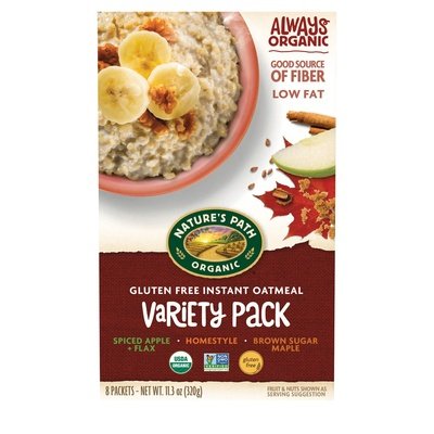 Natures Path Oatmeal Instant Spiced Apple + Flax Homestyle Brown Sugar Maple Variety Pack 6/11.3 OZ [UNFI #1269950] [ebt]